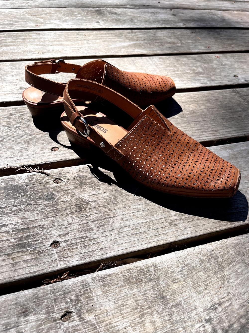 PIKOLINOS Tan Perforated Leather Slingback Flats - Picture 2 of 3